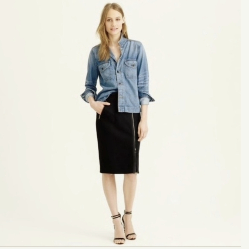 Charcoal Gray Asymmetrical Zipper Pencil Skirt